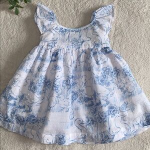 GAP Blue & White Wrap Dress 6-12M Ducks and Floral Print